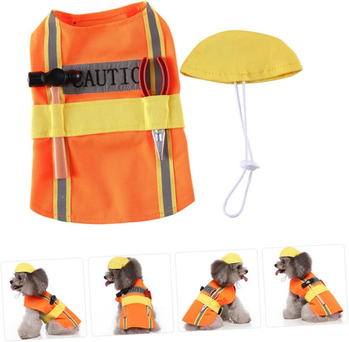 Engineer Appearance Dog Costume for Festivals, Adorable Wear-Resistant Puppy Clothes for Parties, Unique Pet Apparel
