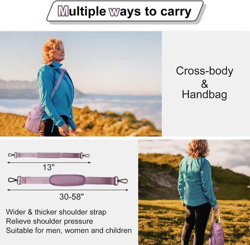 4 24oz/32oz/40oz Water Bottle Holder with Strap, Big Pockets with Compartment, Crossbody Water Bottle Carrier Bag