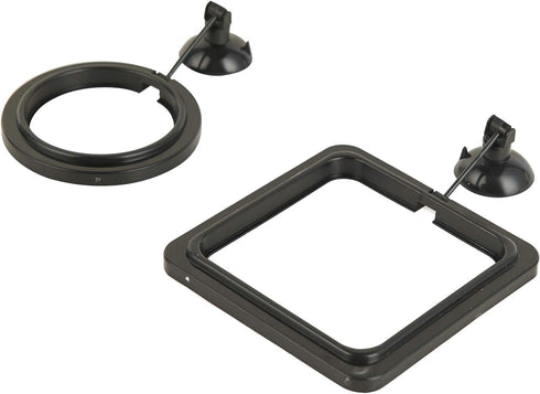 ZRDR Fish Feeding Ring, 2 Pack Black Aquarium Floating Food Feeder Circle with Flexible Lever and Suction Cup