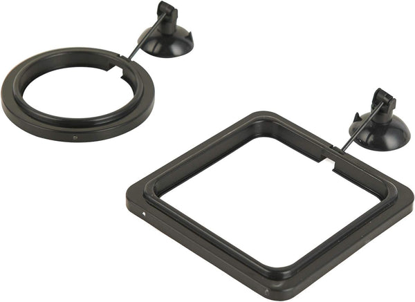 ZRDR Fish Feeding Ring, 2 Pack Black Aquarium Floating Food Feeder Circle with Flexible Lever and Suction Cup
