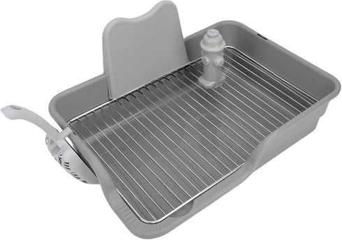 Durable Stainless Steel Dog Potty Tray for Small & Medium Breeds - Grey/Yellow