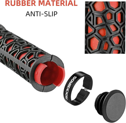ROCKBROS Double Lock-on Bike Handlebar Grips - Non-Slip Bicycle Grips for MTB, BMX, Scooters