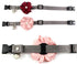 Geranium Flower Cat Dog Collar Bow Tie, Nylon Puppy Necklace with Pearl Bell, Adjustable Handmade (Red, Size M)