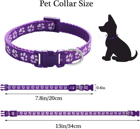 Puppy ID Collars Identification Whelping Soft Nylon Adjustable Breakaway Safety Litter Collars for Newborn Pets, 14 pcs