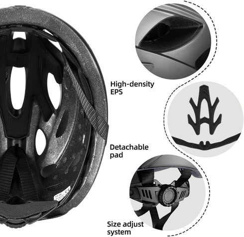 ROCKBROS Bike Helmet for Men Women - Cycling Helmet with Removable Goggles & Sun Visor, Adjustable Size