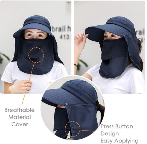 Wide Brim Sun Hat, Multifunctional UPF 50 Protection Bucket Fishing Cap