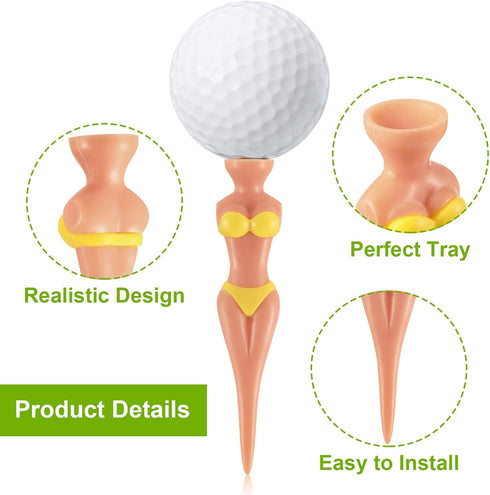 Skylety 15 Pieces Funny Golf Tees for Lady - 76 mm/3 Inch Plastic Pin Up Golf Tees for Women Golf Training Accessories