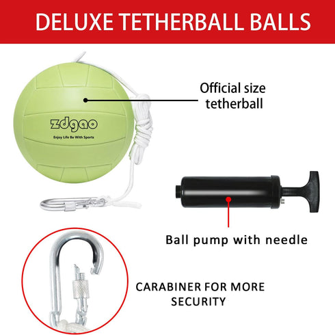 Portable Tetherball-Glow in The Dark Replacement Tether Ball with Carabiner, Ball Pump with Needle for Kids and Adults