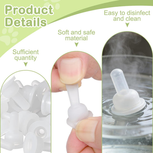 40 0.98X0.63 Inch POPETPOP Pcs Silicone Pet Feeding Nipple - Replacement Bottle Nipples for Kittens & Puppy, Newborn