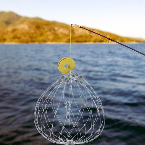 2Pcs Counterweight 7.87X7.87X7.08In Hemoton Wire Mesh Crab Trap Cage with Auto-Opening Bait Pin and Reusable Crab