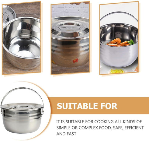 PRETYZOOM Camping Griddle Camping Pot Jacketed Kettle, Thicken Child Stainless Steel Stew Pot