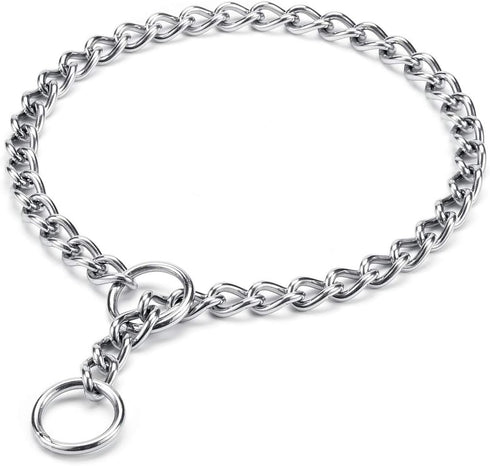 Mogoko Stainless Steel Dog Choke Chain Collar, Puppy Metal P Chain Slip Collar for Training Walking (3.5mm;22.0 Inch)