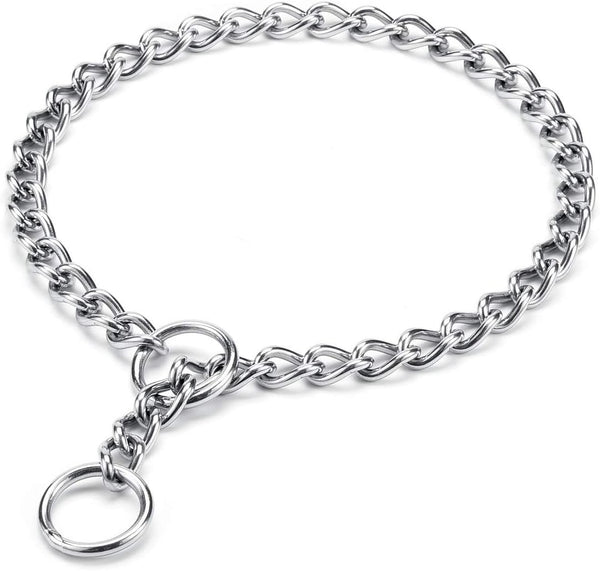 Mogoko Stainless Steel Dog Choke Chain Collar, Puppy Metal P Chain Slip Collar for Training Walking (3.5mm;22.0 Inch)