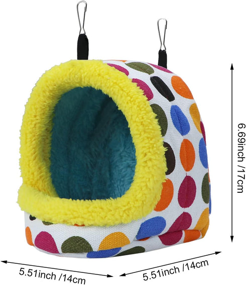 Bird Hanging Hammock - Winter Warm Plush Snuggle Pet Cave for Parrot, Lovebird, Budgie, Cockatiel (Medium)