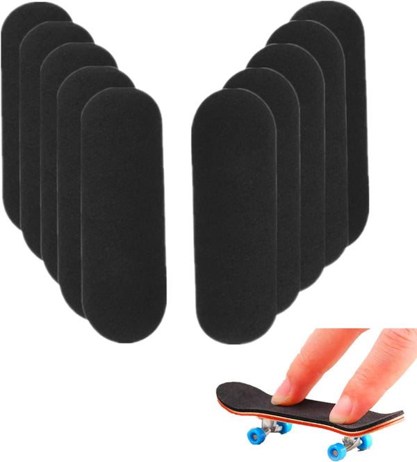 ACFELLE 10Pcs Pre-Cut Fingerboard Grip Tape, 34mmx98mm Pro Mini Finger Skateboards One Step