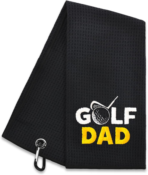 Hafhue Golf Dad Embroidered Golf Towel, Golf Accessories for Men, Birthday Gift for Dad, Retirement Gift for Golf Fan