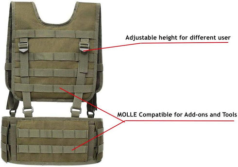 Tactical Padded Battle Belt - Detachable Suspender Straps for Patrol and Army Training Outdoors