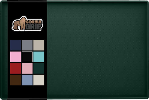 Gorilla Grip 100% Waterproof Raised Edge Silicone Pet Feeding Mat - Dog Cat Food Mat Protects Floors (18.5x11.5 Green)
