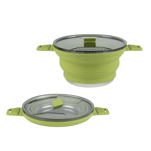 Restaurantware-Hi Tek 2.5 Liter Collapsible Camping Pot, Portable Cook Pot with Lid, Stainless Steel Bottom