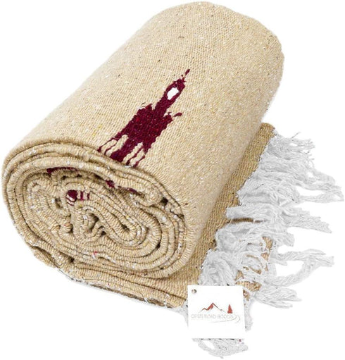 Tan/Khaki Thunderbird Thick Yoga Blanket or Throw - Made for Yoga