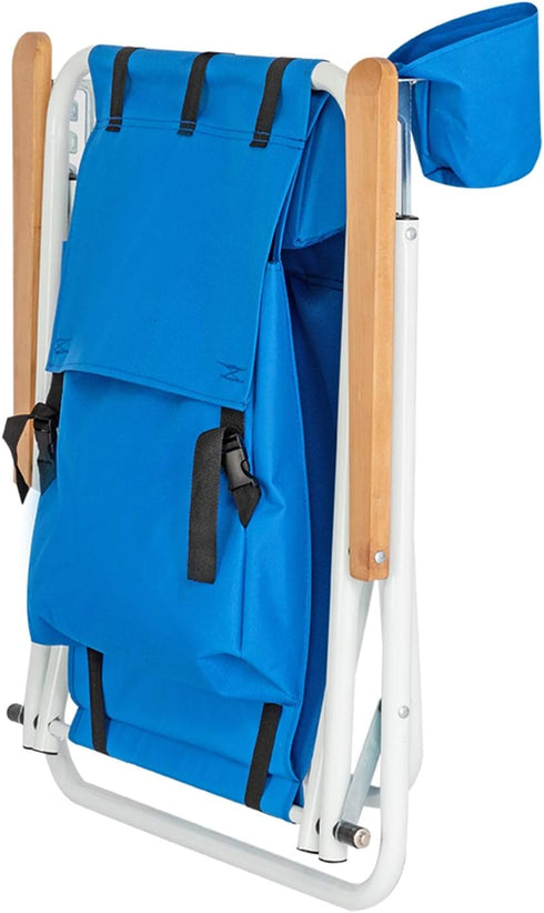 Buyter Portable High-Strength Beach Chair with Adjustable Headrest in Blue Color