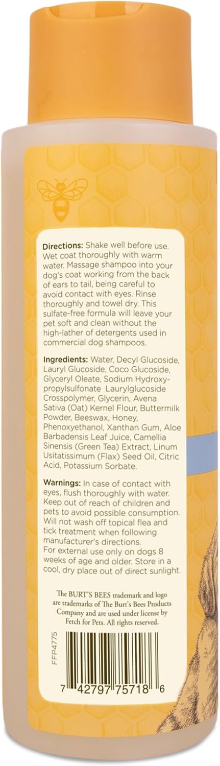 8+ 95% 16 Oz Burt's Bees for Pets Tearless Puppy Shampoo with Buttermilk and Flaxseed Oil, Gentle Dog Shampoo