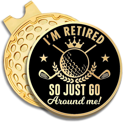 I'm Retired Golf Ball Marker with Magnetic Hat Clip - Funny Golf Gift for Men Women