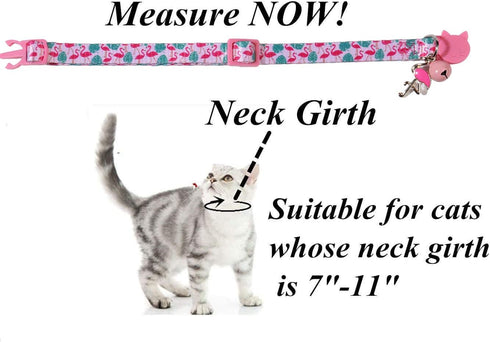BoomBone Cat Collar Breakaway with Bell, Cute Animal Pendants, 3 Pack Bee Flamingo Beetle Spring Kitten Collar