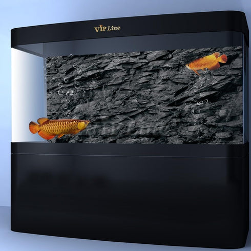 VIP. LINE 3D Effect Black Stone Texture Aquarium Background Poster, Fish Tank Backdrop Decorations, PVC Background