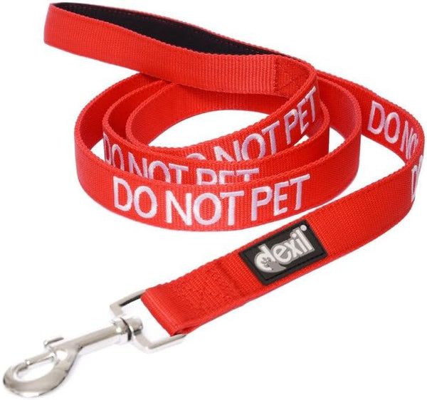 Limited DO NOT PET 6ft Red Color Coded Padded Dog Leash - Prevents Accidents by Warning Others