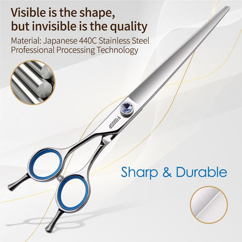 Straight Left Handed Dog Grooming Scissors 8.0'' Long, Large Dog Shears for Grooming Poodle