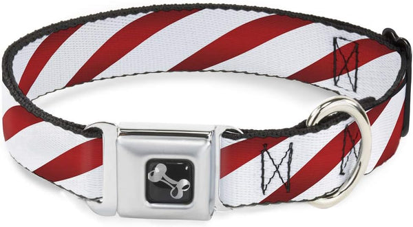 Buckle-Down Seatbelt Buckle Dog Collar, Large, Candy Cane, 1.5" Wide, Fits 18-32" Neck