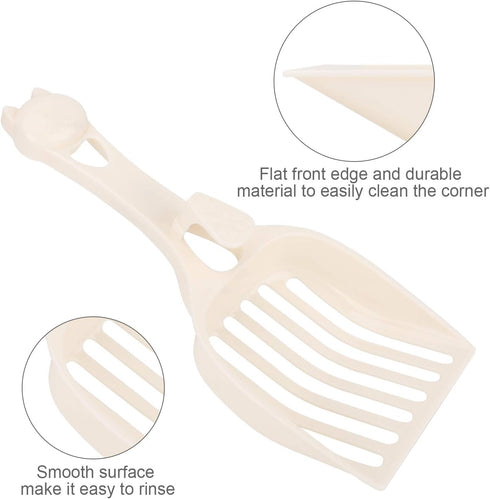 Depets Cat Litter Scoop, Durable Plastic Litter Sifter Scoop with Wide Slats for Easy Sifting - Milky White