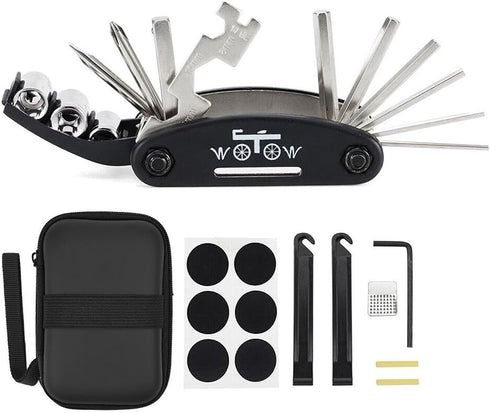 WOTOW 16 in 1 Bike Repair Tool Kit, Portable Multitool for Mountain Bike Maintenance with Hard Carrying Case