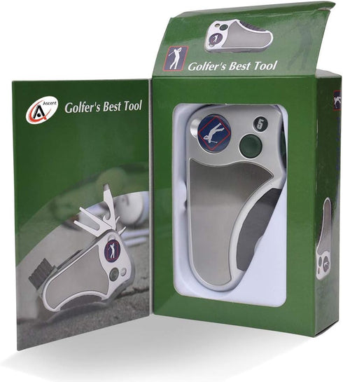 Golfer's Best Tool – 6-in-1 Golf Multitool for Men & Women - Stroke Counter, Divot Repair, Club Cleaner, Compact Gift