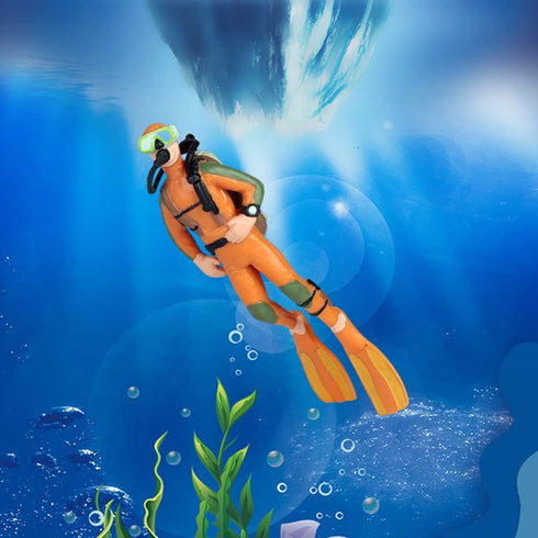Fish Tank Diver Floating Ornament, Cute Cartoon Diver with Floating Device, Aquarium Landscape Decoration