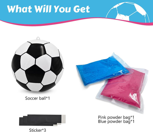 Gender Reveal Soccer Ball Powder Kit, 1 Blue & 1 Pink Exploding Soccer Balls for Baby Shower Supplies