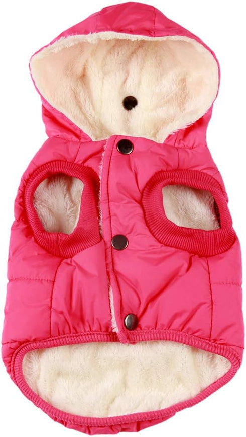 Extra Warm Fleece Lining Dog Hoodie Jacket for Large Dogs, Pink, Winter, XL, Pet Coats with Hooded