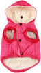 Extra Warm Fleece Lining Dog Hoodie Jacket for Large Dogs, Pink, Winter, XL, Pet Coats with Hooded