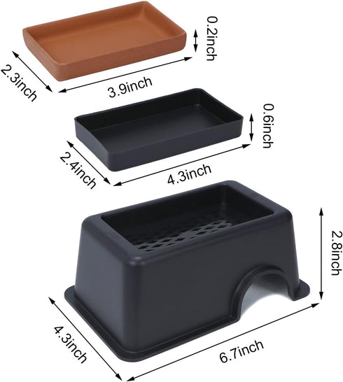 Wontee Reptile Hideout Box with Sink Basin Humidifier Caves for Lizards, Turtles, and Small Snakes
