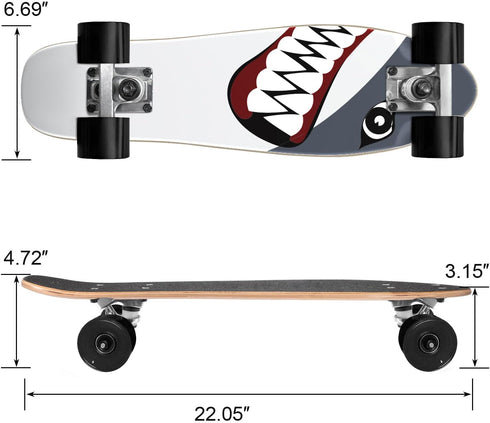 Skateboard Complete - 22 Inch Mini Cruiser for Beginners, Kids, Boys, and Girls