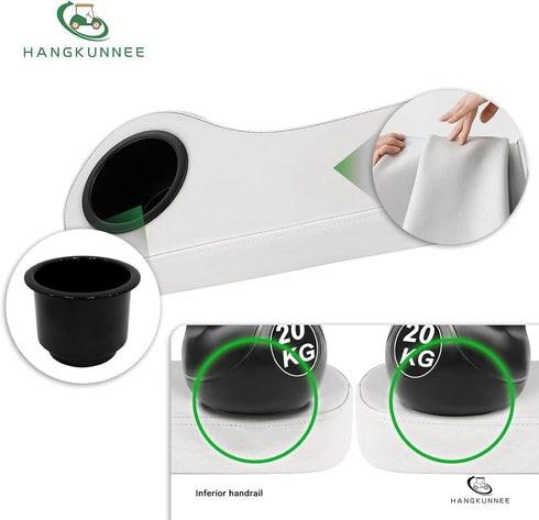 Golf Cart Armrest with Cup Holder for EZGO Club Car Yamaha, No Drilling Required