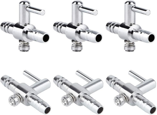 Pawfly 6 PCS 1-Way Aquarium Air Flow Control Lever Straight Valve Distributor for Fish Tank