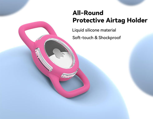 Waterproof Airtag Dog Collar Holder - Ultra-Durable Silicone & ABS Airtag Case for Dog & Cat Collars (Rose, Regular)