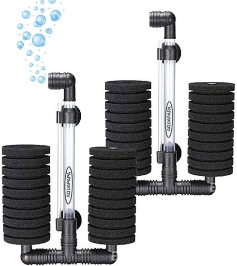 Aquarium Bio Sponge Filter, 2 PCS for Fry Betta Shrimp Fish Tank up to 55 Gal, Quiet Double Sponges