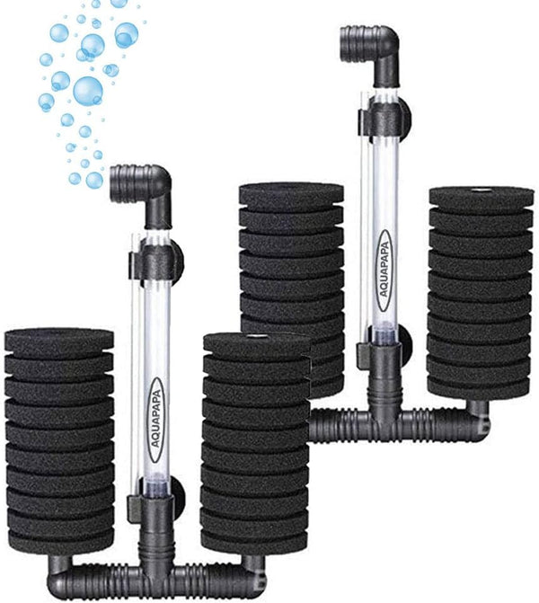 Aquarium Bio Sponge Filter, 2 PCS for Fry Betta Shrimp Fish Tank up to 55 Gal, Quiet Double Sponges