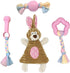 Puppy Toys for Teething Small Dogs - Interactive Chew Toy Soft Rubber Cute Pink Bunny, Small Breed 4-Pack