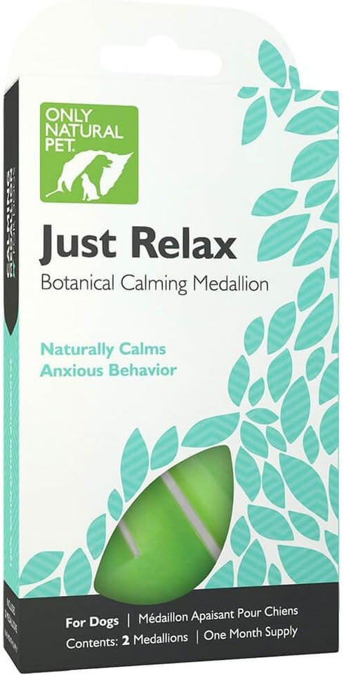 Only Natural Pet Just Relax Botanical Calming Collar Medallion for Dogs, 2 Medallions (1 Month Supply)