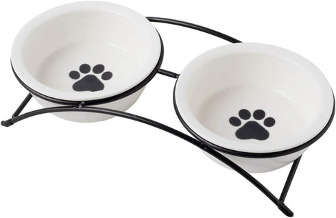 Ceramic Elevated Pet Bowls - Dishwasher Safe Cat & Dog Raised Food Bowls, 12 Ounce