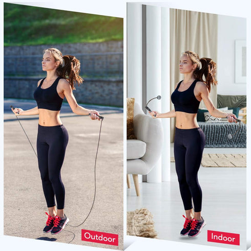 Te-Rich Jump Rope | Weighted Skipping Rope with Counter - Heavy Handles, Adjustable Length for Fitness Training